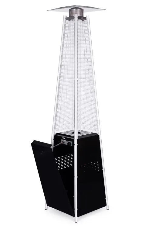 Dujinis terasos šildytuvas 13 kW su stikliniu vamzdžiu, 227 cm, juodas, NAUJAS