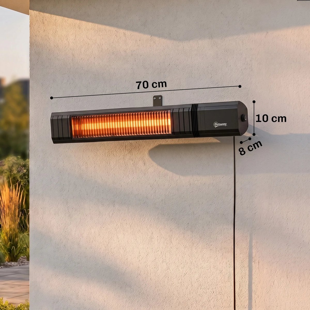 Infraraudonųjų spindulių terasos šildytuvas 2000 W, IP65, pultelis ir programėlė, NAUJAS